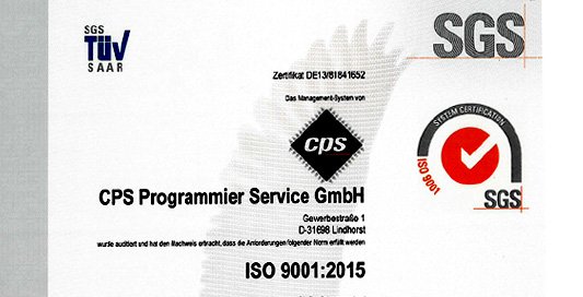 cps Programmierservice GmbH Lindhorst ist ISO zertifiziert